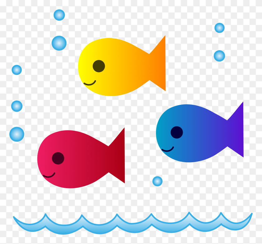 5434x5031 Cute School Of Fish Swimming - Education Border Clipart