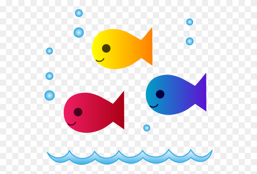 550x509 Cute School Of Fish Swimming - Music Time Clipart
