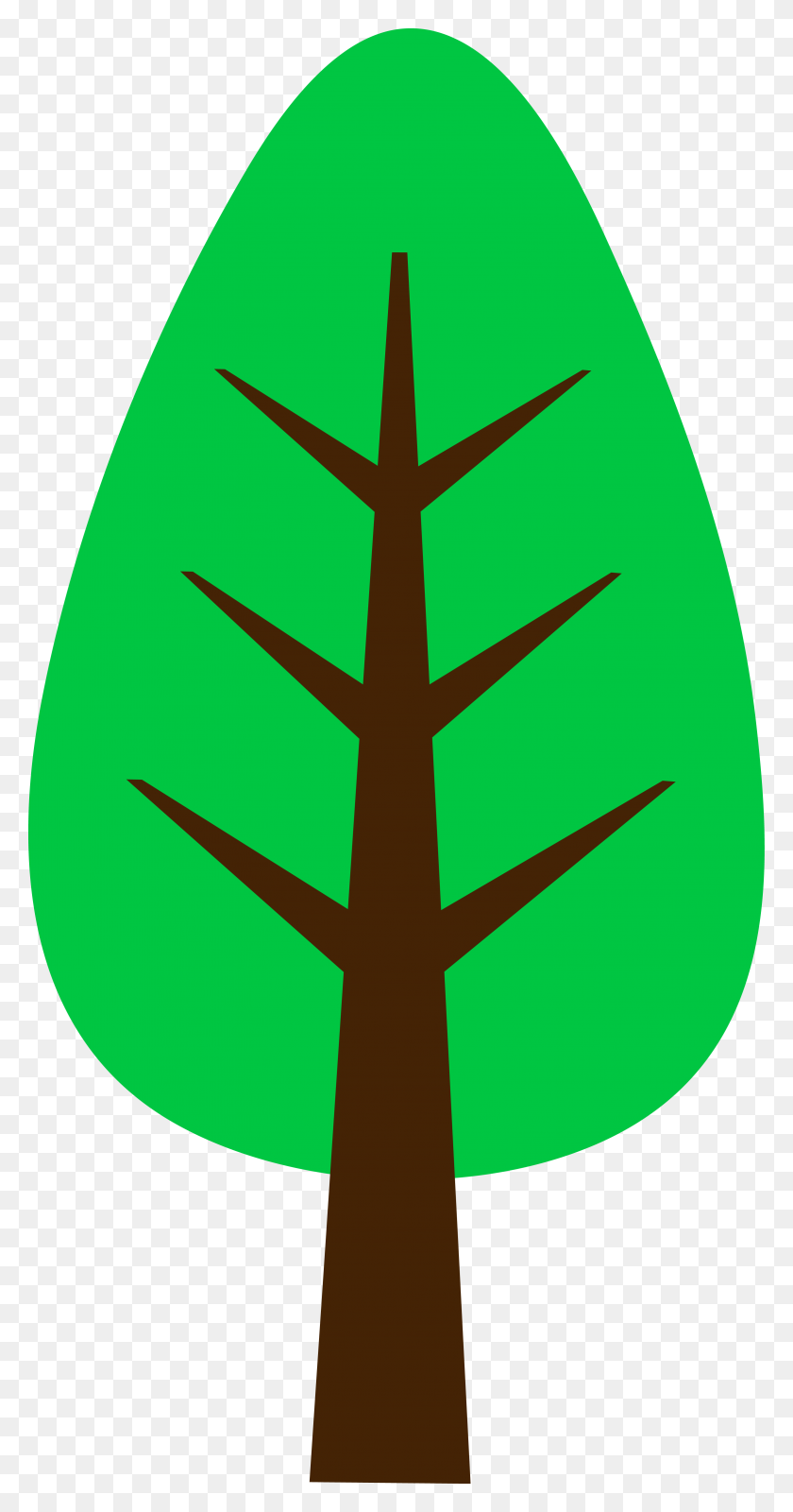 3128x6177 Симпатичное Простое Зеленое Дерево - Милый Летний Клипарт