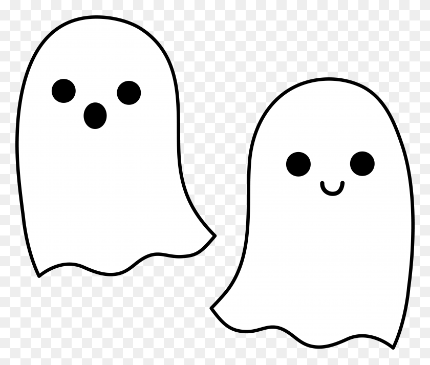 5942x4982 Lindos Fantasmas Simples De Halloween - Kawaii Clipart Free