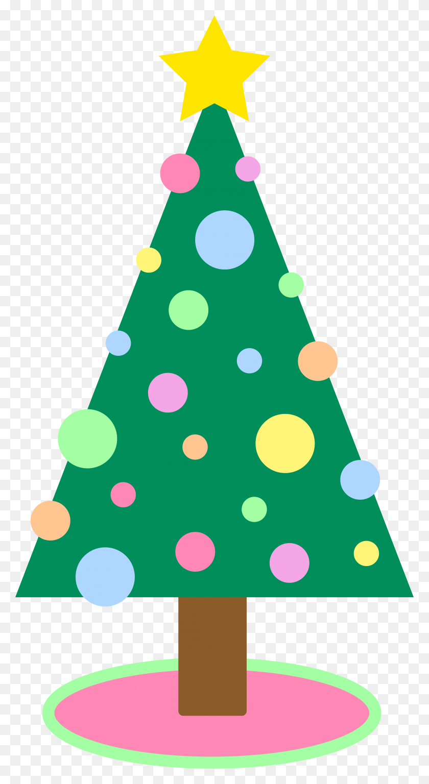 4150x7856 Cute Simple Pastellored Christmas Tree Free Clip Art - Santa Clipart Free