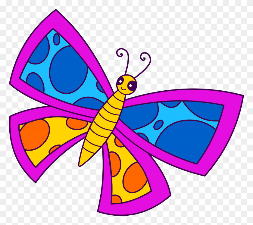 7273x6415 Cute Spotted Neon Butterfly - Neon Clipart