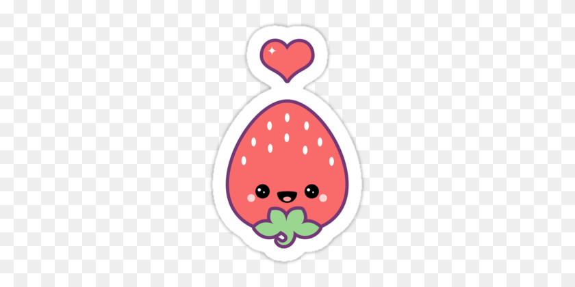 375x360 Наклейка Cute Strawberry - Симпатичный Клубничный Клипарт