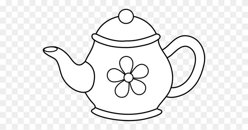 550x381 Cute Teapot Line Art - Black Line Clipart