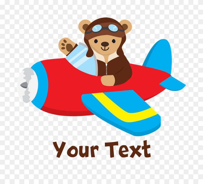 700x700 Cute Teddy Bear Pilot In Red, Blue Airplane Baby B - Baby Airplane Clipart