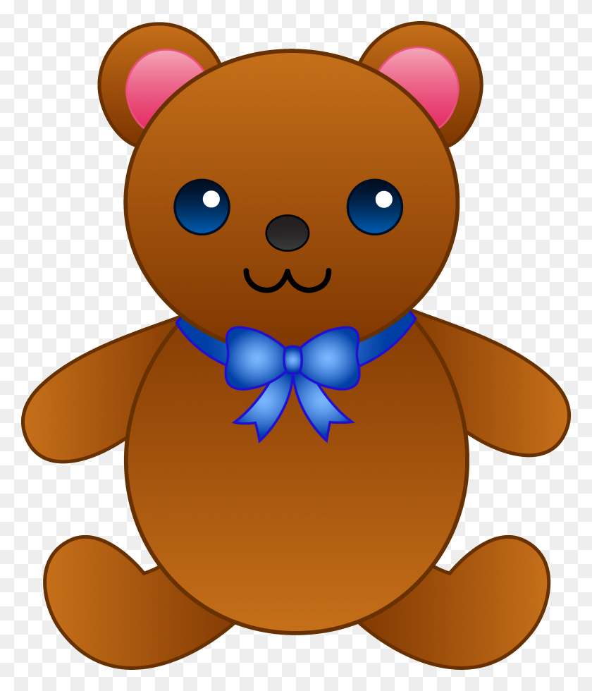 3881x4581 Cute Teddy Bear With Bow Tie - Blue Bow Clipart