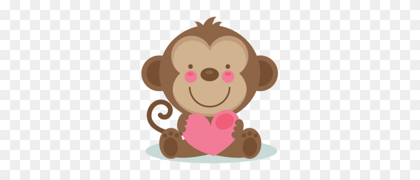 300x300 Cute Valentine Monkey Valentinesticker Clip - Cute Monkey Clipart