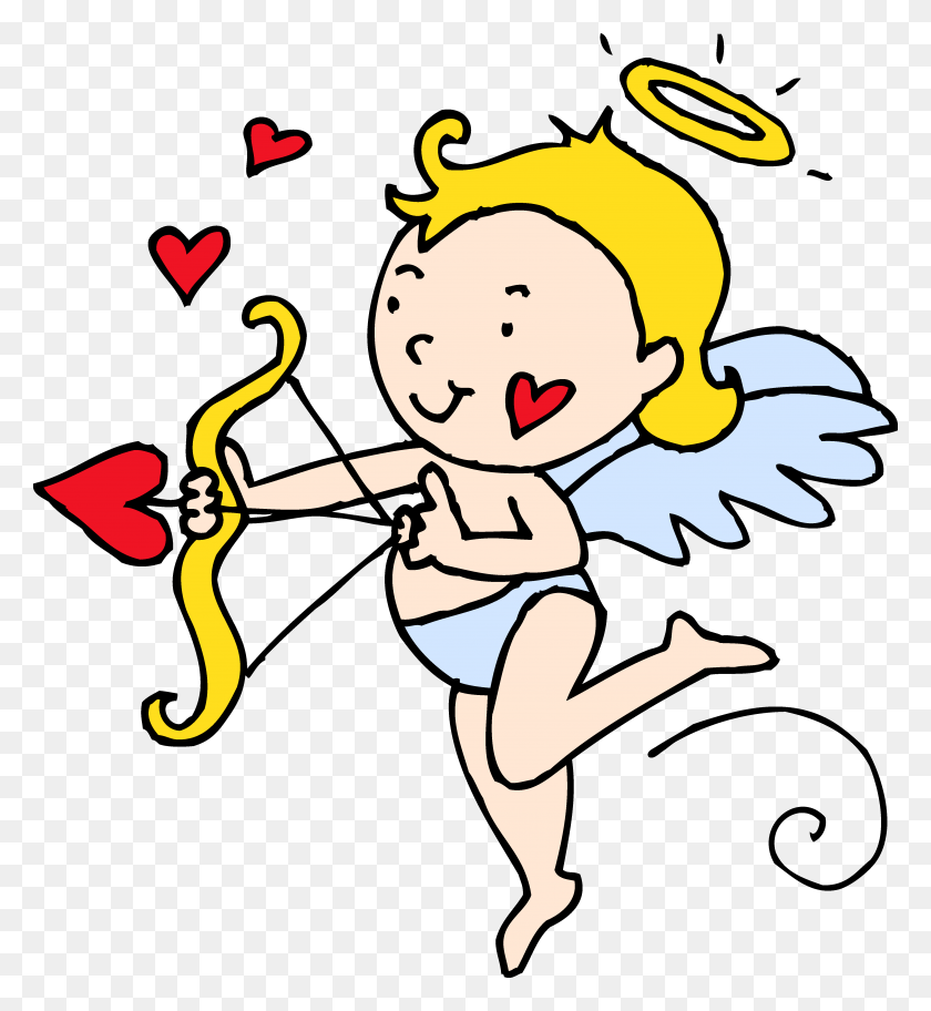 4582x5008 Cute Valentines Cupid Clipart - Cute Bow Clipart