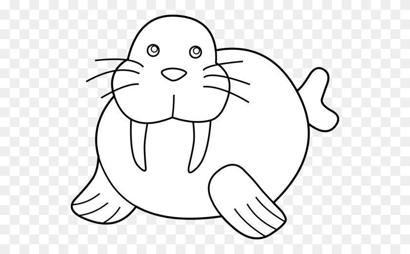 550x460 Cute Walrus Coloring Page - Power Rangers Clipart Black And White