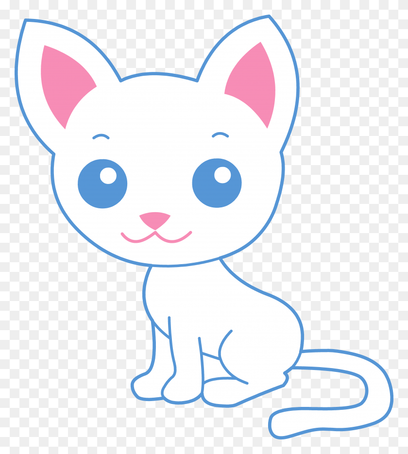 5368x6022 Cute White Kitty Cat - Sat Clipart