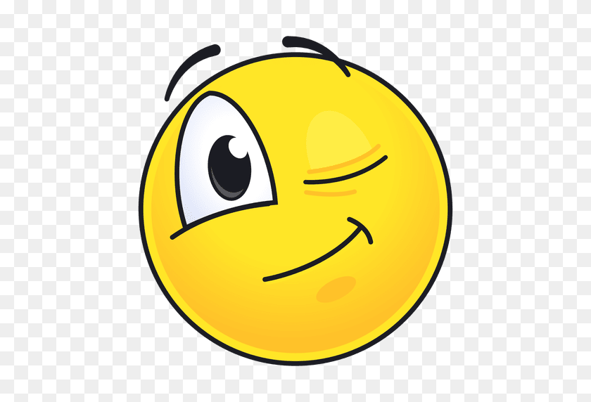 512x512 Cute Winking Emoticon - Wink Emoji PNG
