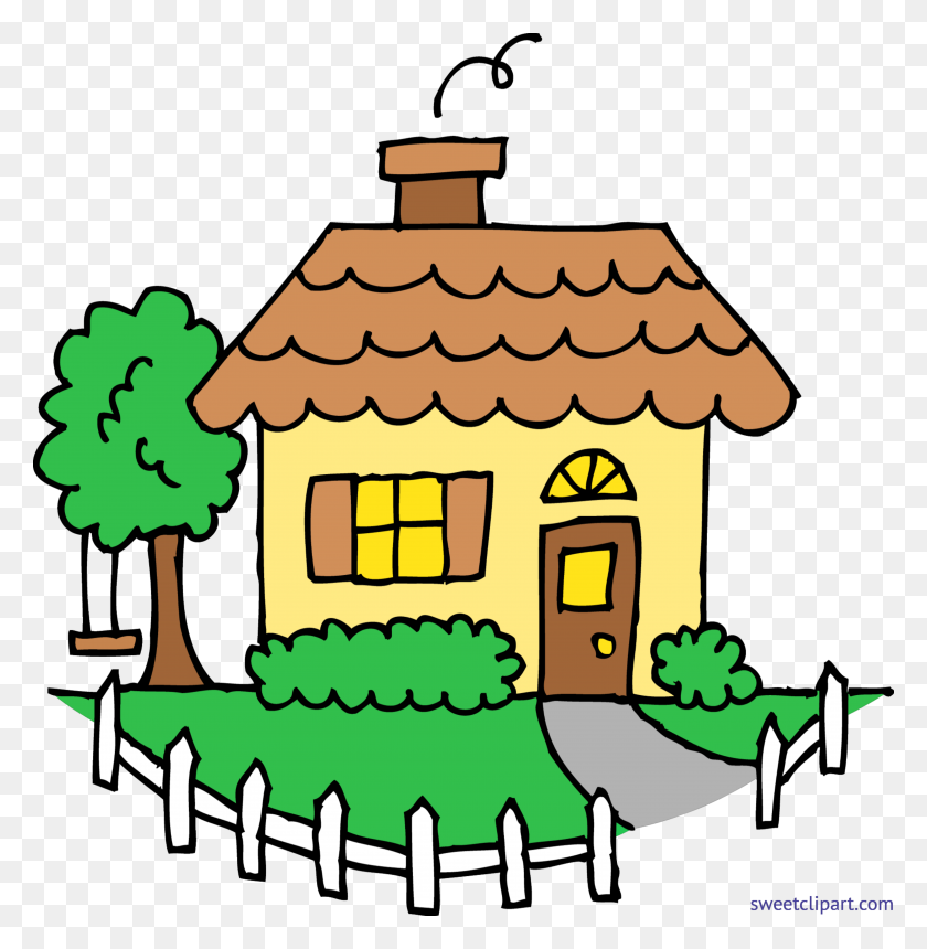 5765x5916 Cute Yellow House Clip Art - Yard Clipart