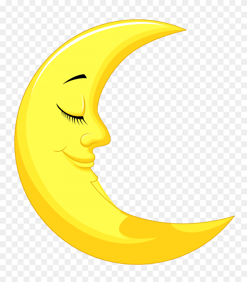 4482x5162 Cute Yellow Moon Png Clipart - PNG Moon