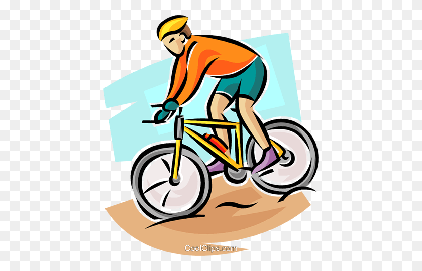 428x480 Cyclist Coming Down Hill Royalty Free Vector Clip Art Illustration - Bmx Clipart