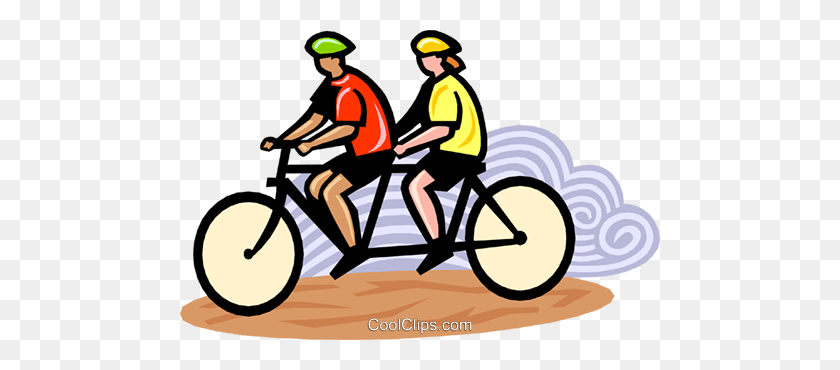 480x310 Cyclist On Tandem Bike Royalty Free Vector Clip Art Illustration - Tandem Bicycle Clipart