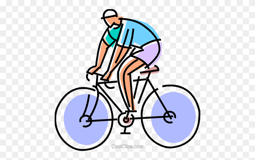 480x467 Cyclist Riding His Bike Royalty Free Vector Clip Art Illustration - Clipart Bike Riding