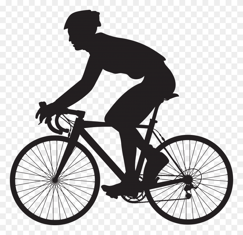 8000x7750 Велосипедист Силуэт Png Картинки - Шины Клипарт Png