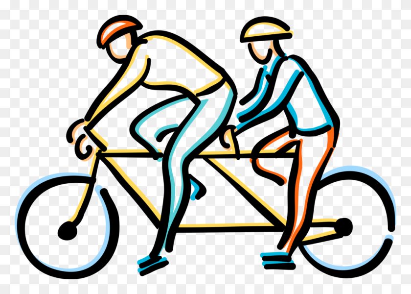 1011x700 Cyclists Ride Tandem Bicycle - Tandem Bike Clipart
