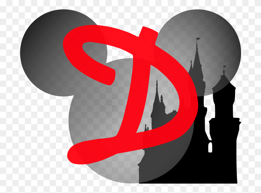 712x562 D Letter Upon Three Circles And A Castle - Disney Castle Silhouette PNG
