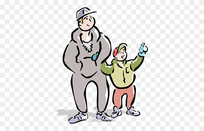 378x480 Dad And Son Going For A Walk Royalty Free Vector Clip Art - Son Clipart