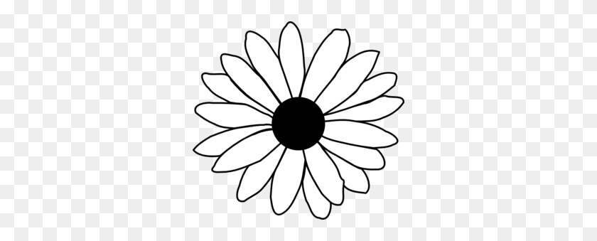 298x279 Daisy Clip Art Free - Floral Clipart Black And White