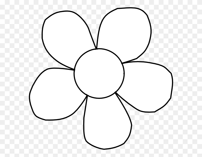 600x594 Daisy Clipart Black And White - Stem Clipart Black And White