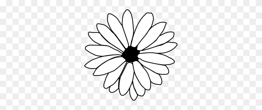 299x294 Daisy Clipart Black And White - Daisy Black And White Clipart