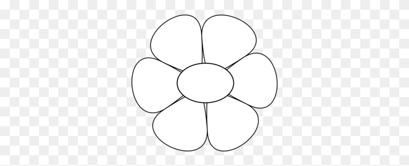 300x282 Черно-Белые Ромашки - Гавайский Цветочный Клипарт Черно-Белый