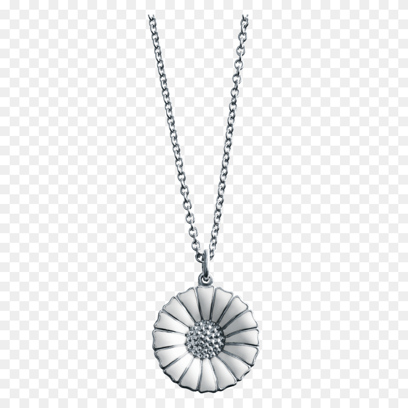 1200x1200 Daisy Pendant - Silver Chain PNG