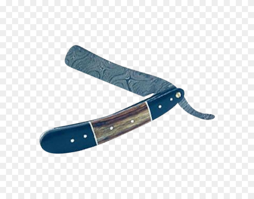 600x600 Damascus Straight Razor Steel Blade And Horn Wood Handles - Straight Razor PNG