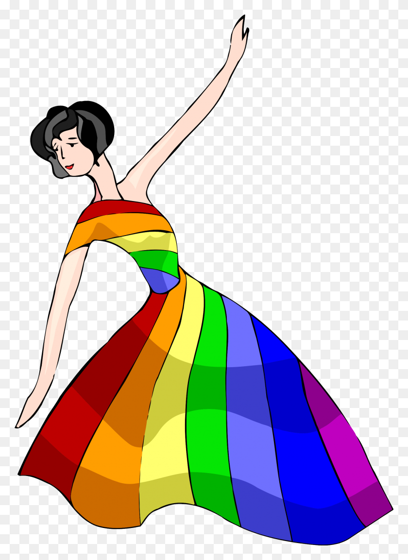 1712x2400 Dancer In Rainbow Dress Vector Clipart Image - Imágenes Prediseñadas De Imágenes De Arco Iris
