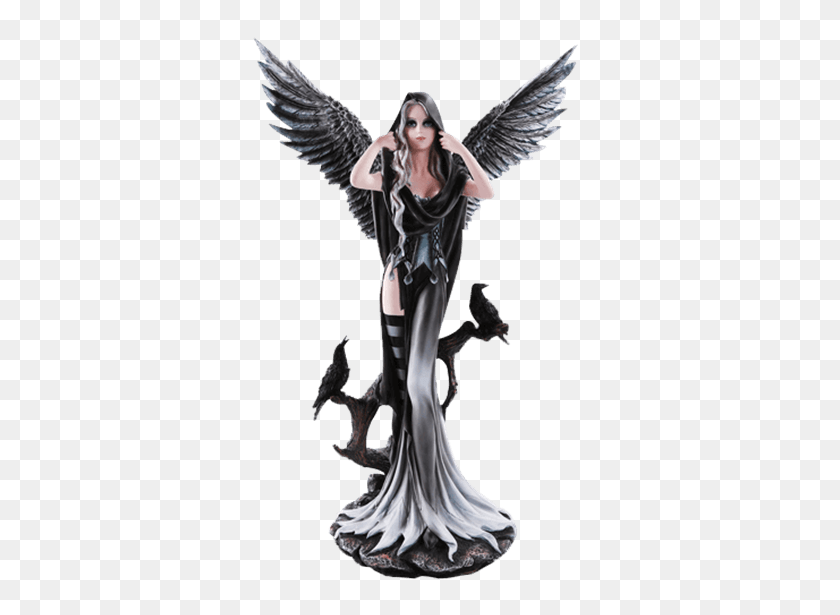 555x555 Темный Ангел Со Статуей Воронов - Статуя Ангела Png