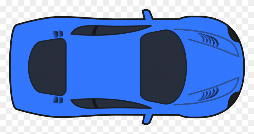 2400x1190 Dark Blue Racing Car - Car Top View PNG