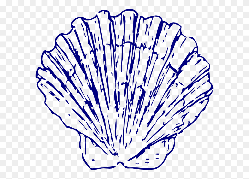600x544 Dark Blue Sea Shell Clip Art - Sea Shell Clip Art