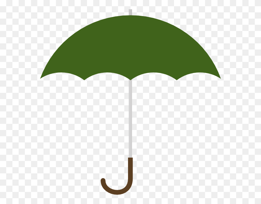 582x599 Dark Green Umbrella W Brown J Handle Clip Art - Umbrella Clipart PNG