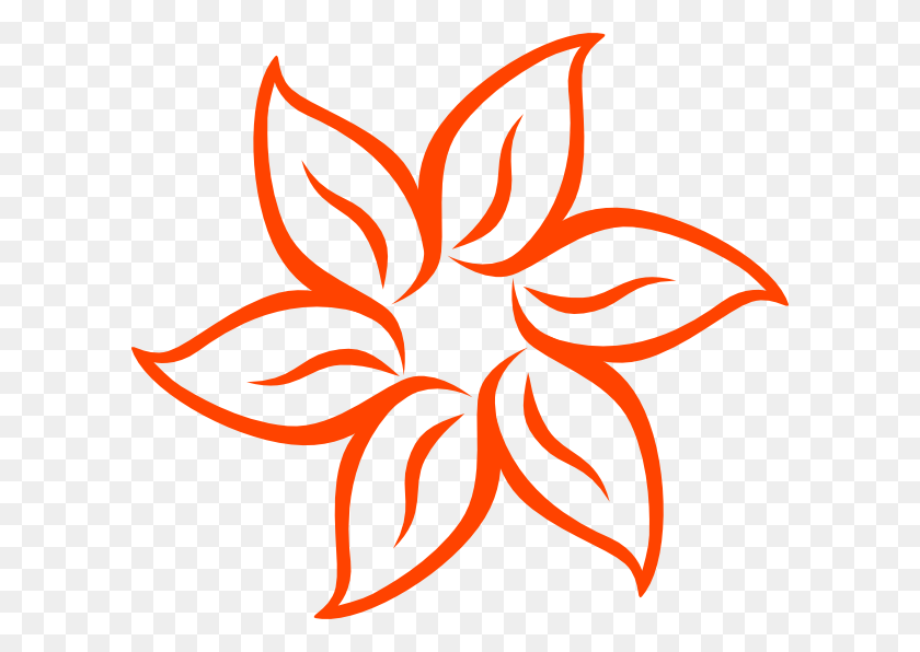 600x536 Dark Orange Flower Clip Art - Jungle Flowers Clipart