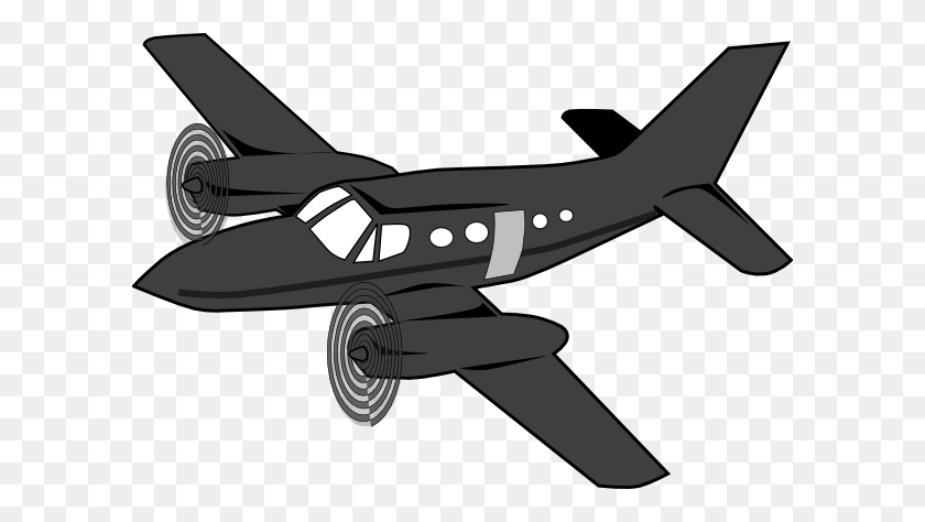 600x414 Dark Plane Clip Art - Propeller Plane Clipart