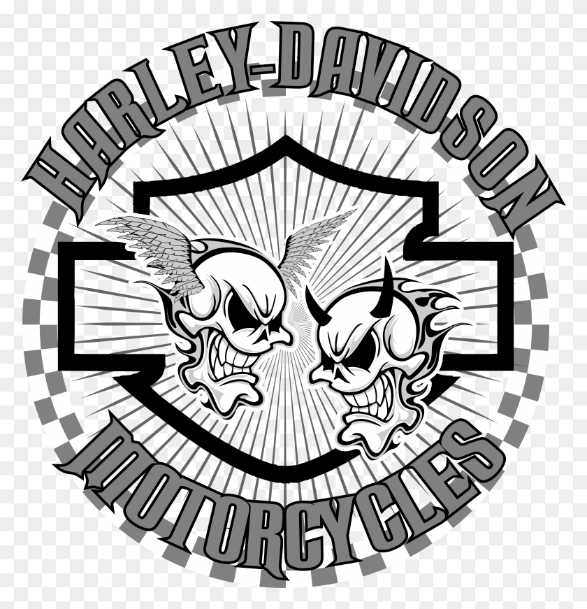 6915x7197 Darkhorse Harley Davidson, Harley - Harley Davidson Клипарт Черно-Белый