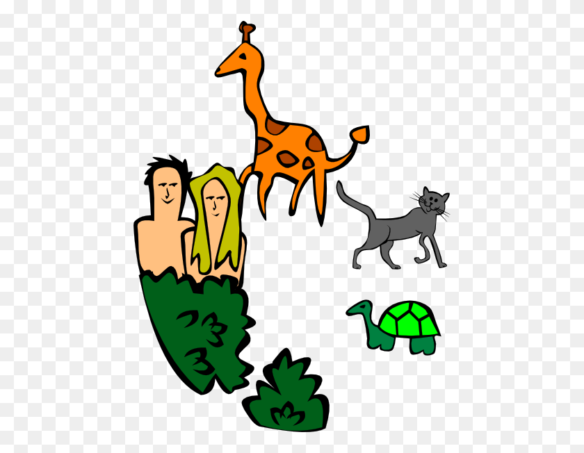 456x592 Day Creation Modified Clip Art - Adam And Eve Clipart
