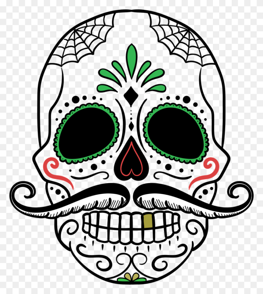 847x955 Day Of The Dead Art A Gallery Of Colorful Skull Art Celebrating - Day Of The Dead Skull Clipart