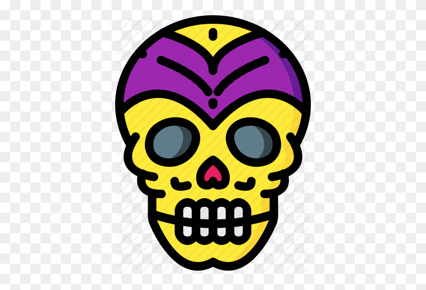 386x512 День Мертвых, Мексиканский Череп, Мексиканский Череп, Традиционная Икона - Клипарт Dia De Los Muertos