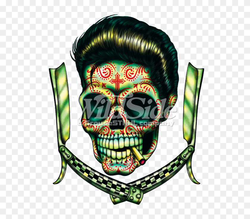 675x675 Day Of The Dead Greaser With Razors The Wild Side - Dia De Los Muertos Clipart