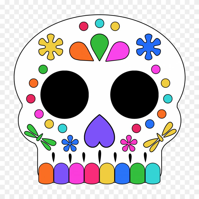 1563x1563 Day Of The Dead Masks Sugar Skulls Free Printable - Dia De Los Muertos Skull Clipart