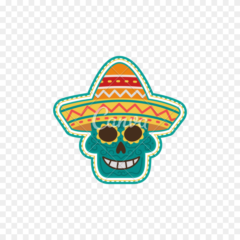 800x800 Day Of The Dead Skull Icon - Day Of The Dead Skull Clipart