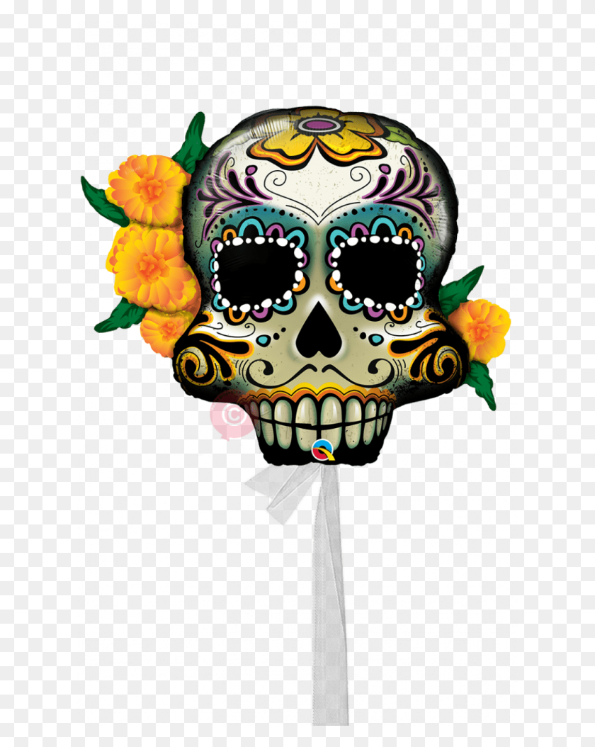 1017x1297 Day Of The Dead Skull Single Jumbo Balloons Delivered Inflated - Day Of The Dead PNG