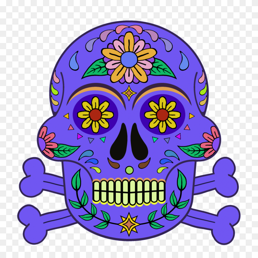 800x800 Day Of The Dead Sugar Skull X Png Transparent - Day Of The Dead PNG