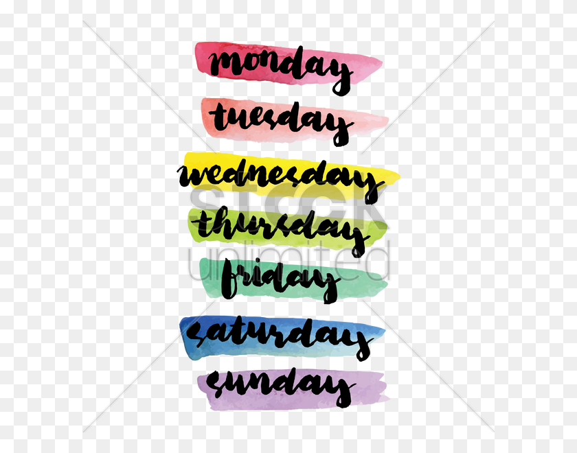 600x600 Days Of The Week Text Vector Image - Days Of The Week Clipart