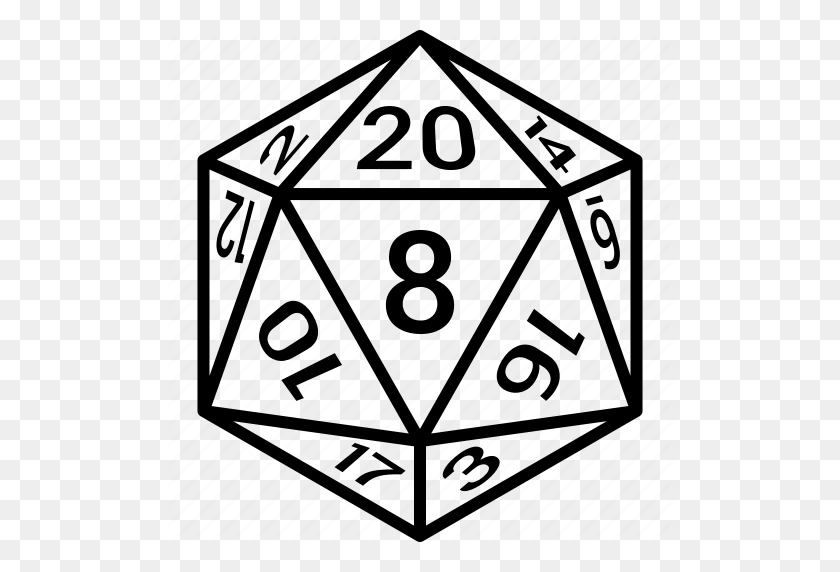 512x512 Dd, Dados, Dragones, Mazmorras, Icosaedro, Icono De Números - Dragones Y Mazmorras Png