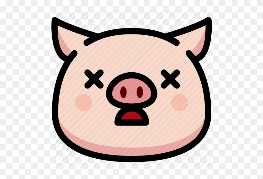 512x512 Dead, Emoji, Emotion, Expression, Face, Feeling, Pig Icon - Pig Face Clipart