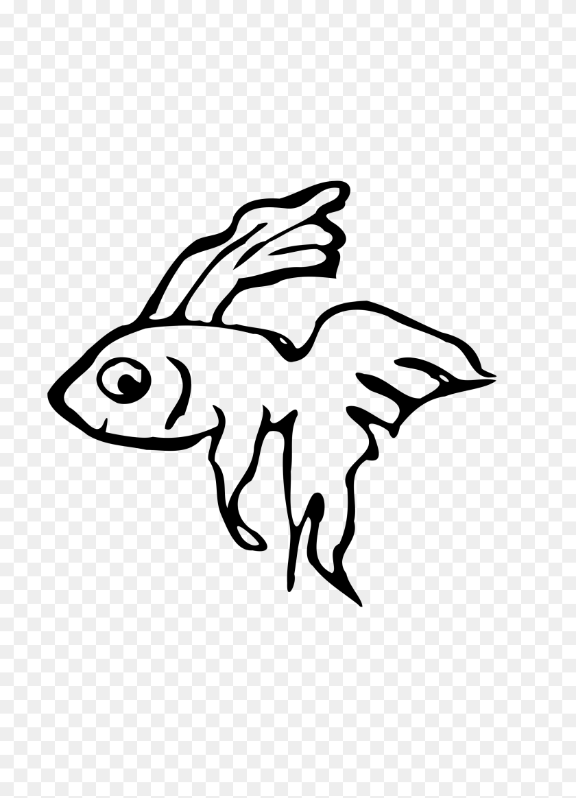 2400x3394 Галерея Изображений Мертвой Рыбы - Золотая Рыбка Черно-Белый Клипарт